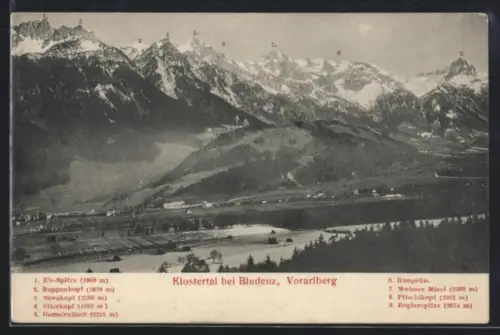 AK Bludenz /Vorarlberg, Klostertal mit Berggipfeln