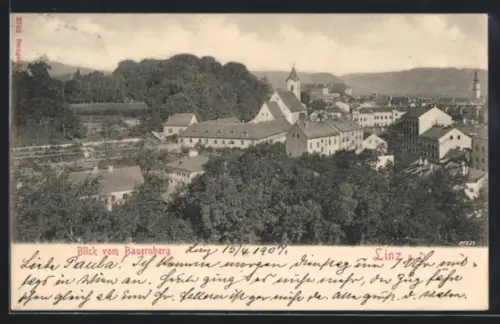 AK Linz a. D., Blick vom Bauernberg