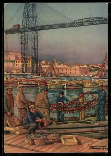 Künstler-AK Marseille, Arrivée des Sardiniers