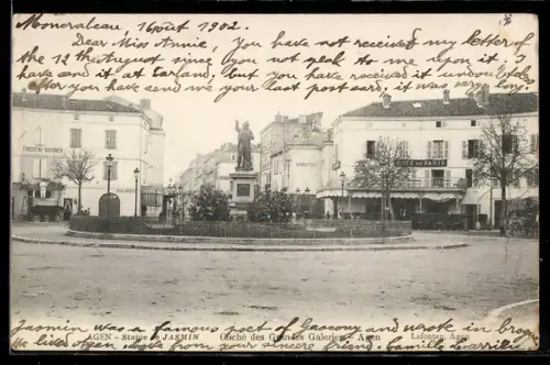 AK Agen, Statue de Jasmin et Café de Paris