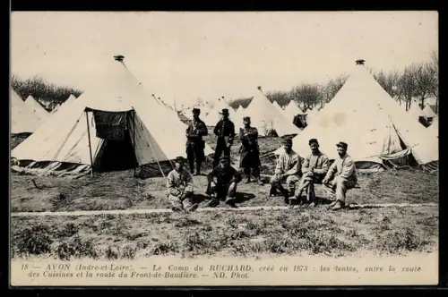 AK Avon /Indre-et-Loire, Le Camp du Ruchard, crée en 1873, les tentes
