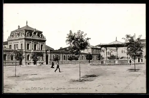 AK Cette, Place Victor Hugo, École du commerce, musée