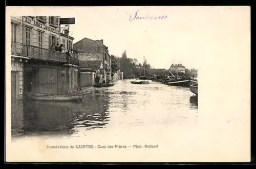 AK Saintes, Les Inondations, Quai des Freres, Hochwasser