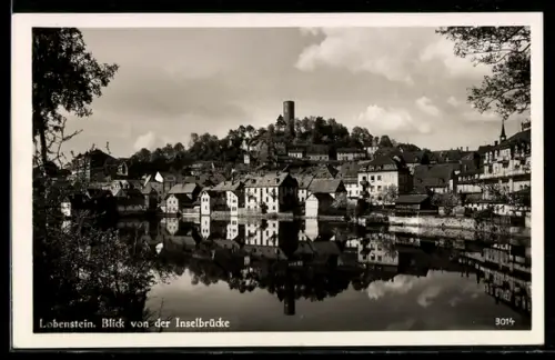 AK Lobenstein, Blick von der Inselbrücke zum Ort