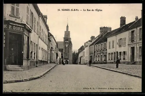 AK Nangis, La Rue de l`Église, Strassenpartie