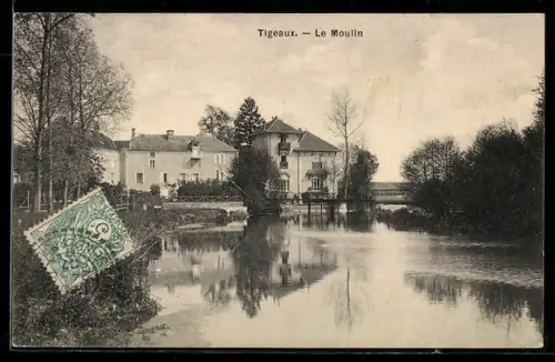 AK Tigeaux, Le Moulin, Brücke