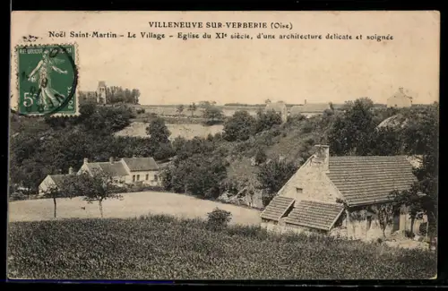 AK Villeneuve-sur-Verberie, Noel Saint-Martin, Le Village, Eglise du XIe siècle