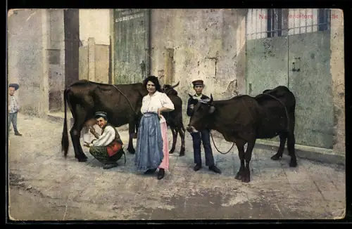 AK Bauer melkt eine Kuh