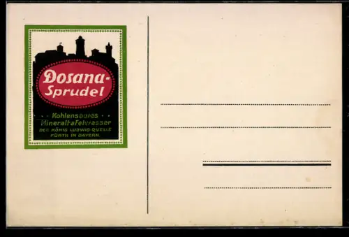 AK Fürth i. Bayern, Dosana-Sprudel, Reklame für Mineraltafelwasser