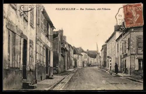 AK Villevallier, Rue Nationale, cote Villecien