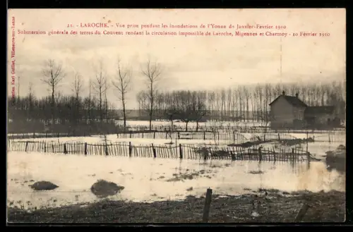 AK Laroche, Vue prise pendant les inonations de l`Yonne de Janvier-Février 1910, Hochwasser