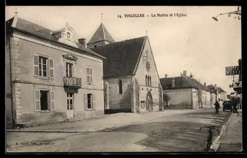 AK Vincelles, La Mairie et l`Eglise