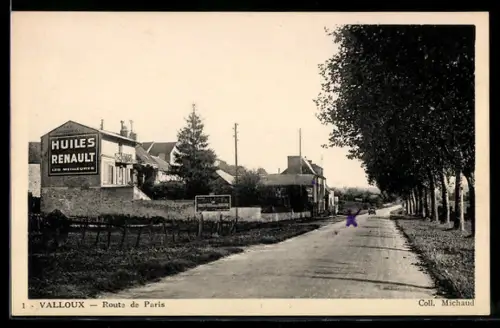 AK Valloux, Route de Paris, Strassenpartie