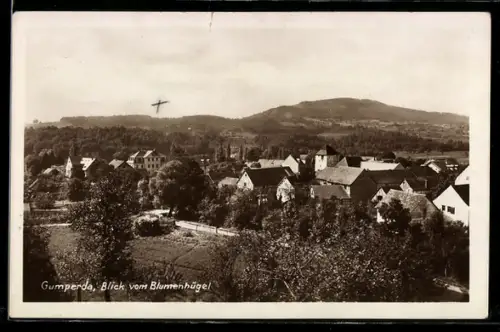 Foto-AK Gumperda, Blick vom Blumenhügel