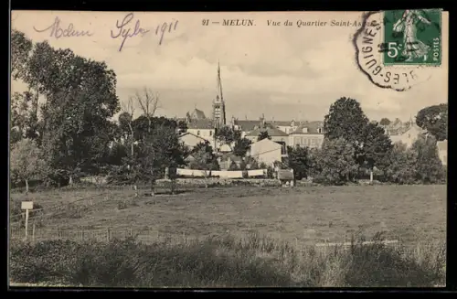 AK Melun, Vue du Quartier Saint-Aspais