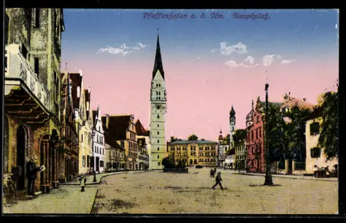 AK Pfaffenhofen a.d. Ilm, Hauptplatz mit Kirche