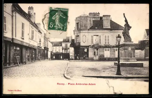 AK Rozoy-en-Brie, Place Ambroise-Adam