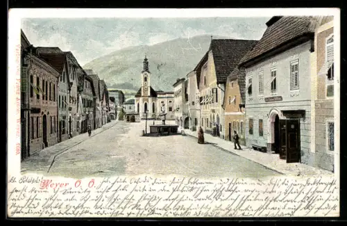 AK Weyer, Hauptplatz mit Blick zur Kirche