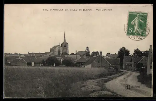 AK Marcilly-en-Villette, Vue Générale, Kirche