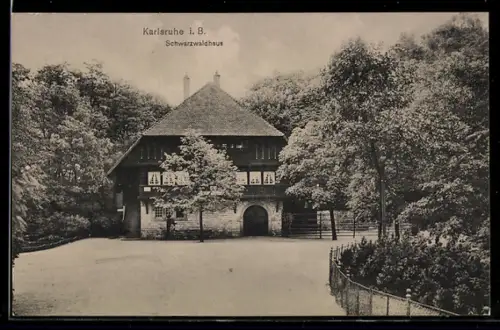 AK Karlsruhe i. B., Blick aufs Schwarzwaldhaus