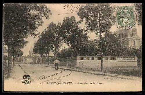 AK Ligny-le-Chatel, Quartier de la Gare