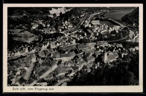 AK Sulz a. N., Ortsansicht aus der Vogelschau, Fliegeraufnahme