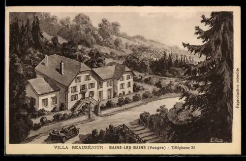 Künstler-AK Bains-les-Bains, Villa Beauséjour