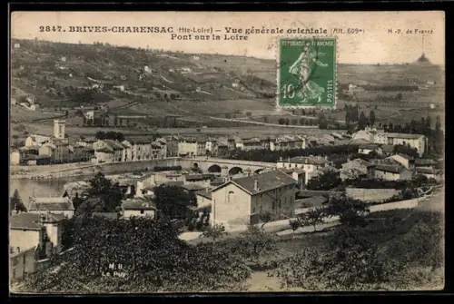 AK Brives-Charensac, Vue generale orientale, Pont sur la Loire