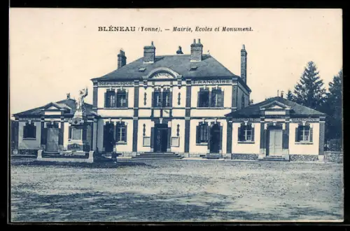 AK Bleneau, Mairie, Ecoles et Monument
