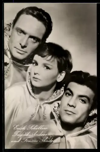 AK Gruppenfoto von Erich Schellow, Jngrid Andree und Franco Andrei