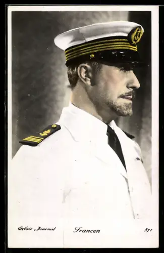AK Schauspieler Francen in Kapitänsuniform mit Schirmmütze