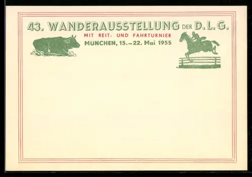 AK München, 43. Wanderausstellung der D.L.G. 1955, Mit Reit und Fahrturnier