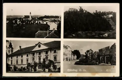 AK Eferding, Ortspanorama, Stadtpark, Gebäudensicht