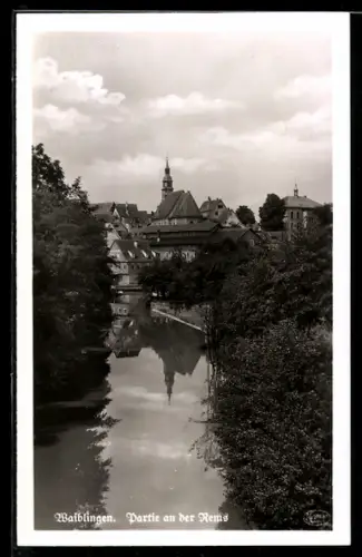 AK Waiblingen, Ortspartie am Ufer der Rems