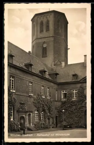 AK Mönchengladbach, Rathaushof mit dem Münsterturm