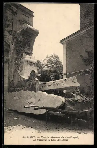 AK Auxerre, Retraite Illuminee du 2.8.1908, Le Nautillus ou Char des Sports