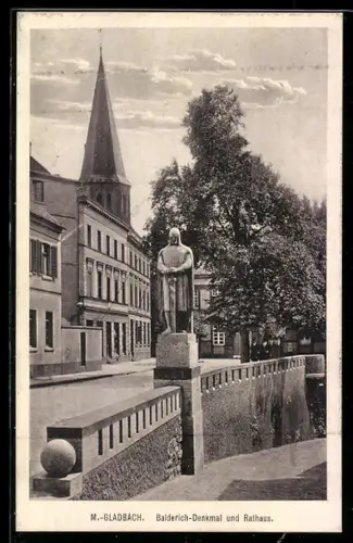 AK M.-Gladbach, Balderich-Denkmal und Rathaus