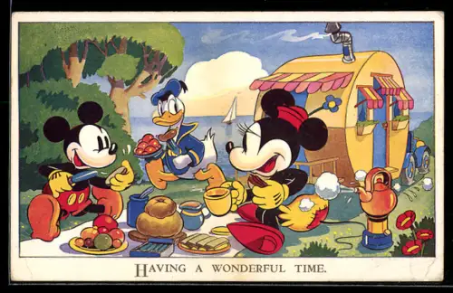 AK Having A Wonderful Time, Micky, Minnie, Donald Duck