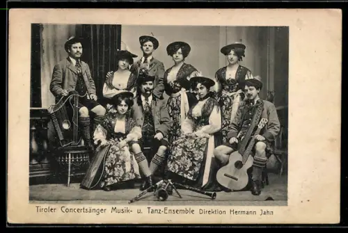 AK Tiroler Concertsänger Dir. Hermann Jahn, Trachtenkapelle mit Instrumenten