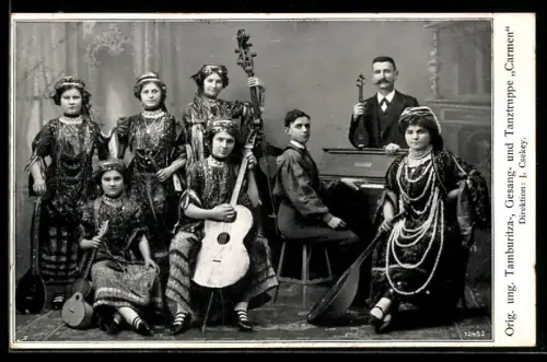 AK Ung. Tamburitza-Truppe Carmen, Dir. J. Csekey, Portrait