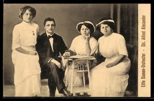 AK Elite Damen-Orchester in weissen Kleidern