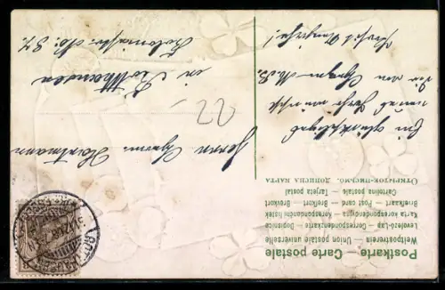 AK Neujahrsgruss, Goldmark, Kleeblatt