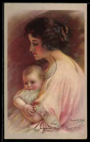 Künstler-AK sign. Haskell Cott: Mutter mit ihrem Kleinkind im Arm