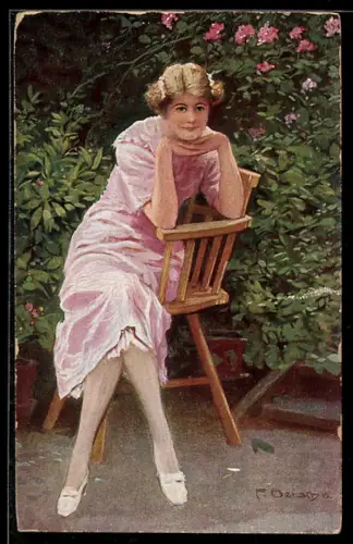 Künstler-AK sign. F. Bersch: Dornröschen, Fräulein-Portrait