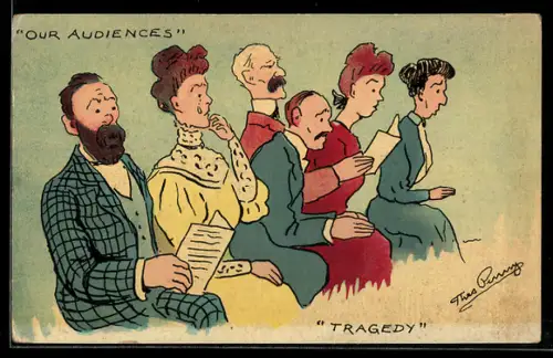 Künstler-AK sign. Theo Penny: Weinende Zuschauer während einer Tragödie