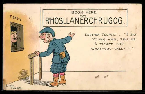 Künstler-AK sign. Lloyd Hughes: Alter Mann versucht Eintrittskarten zu kaufen