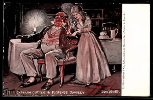 Künstler-AK sign. Sydney Carter: Captain Cuttle und Florence Dombey aus einer Geschichte von Charles Dickens