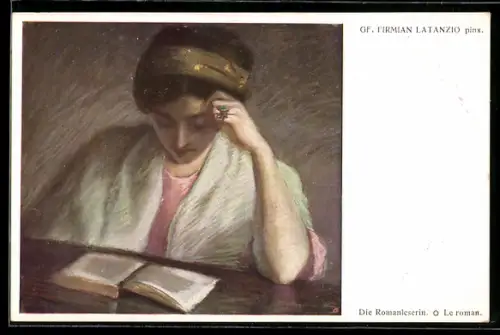 Künstler-AK sign. Firmian Latanzio: Die Romanleserin