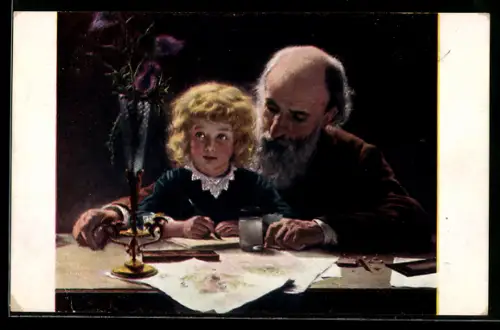 Künstler-AK sign. Ekwall: La lette au père