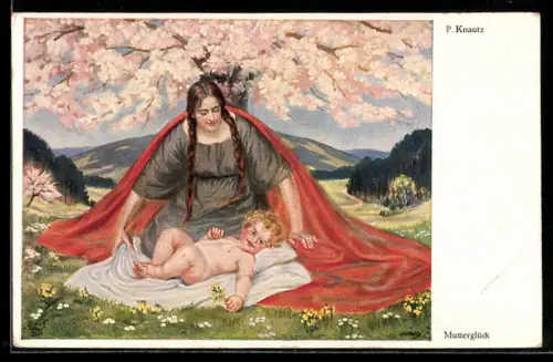 Künstler-AK Wohlgemuth & Lissner, Primus-Postkarte No. 5199: Mutterglück